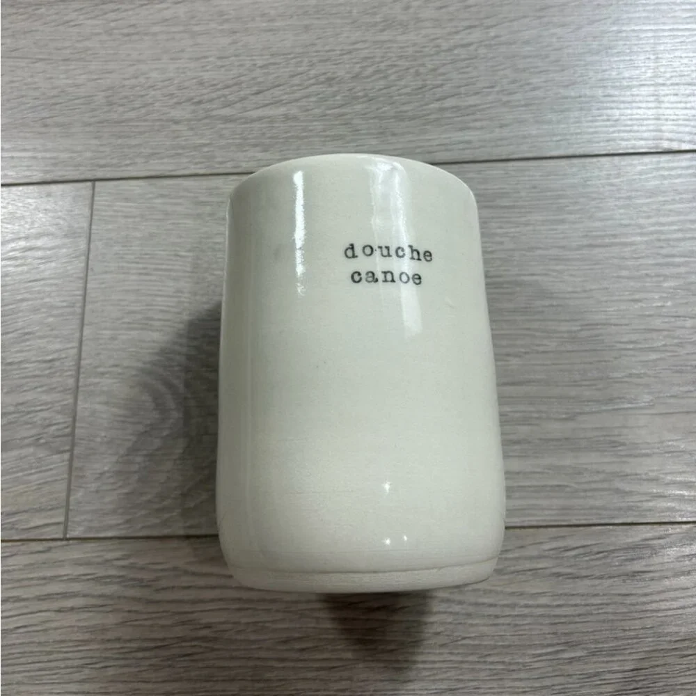 White Ceramic Swear Word Mug Vase “Douche Canoe”